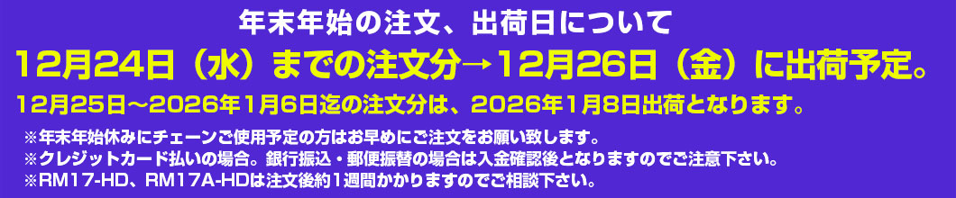 2025 ラグナオフロードチェーン：納期予定